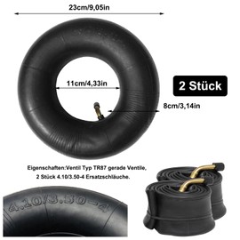 Inner Tube, 2 Pieces 4.10/3.50-4 Tyre Inner Tube, Wheelbarrow Hose, Inner Tubes for Wheelbarrows, Replacement Inner Tube, Replacement Hose, for Wheelbarrows, Sack Trucks