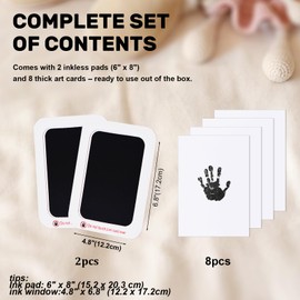 2-Pack Inkless Baby Hand and Footprint Kit with Mess-Free Ink Pad – Baby Safe Ink Pad for Hand, Foot & Paw Prints – Newborn Footprint & Paw Print Kit for Dogs and Cats – 16 Cards(Jet Black, Jumbo)