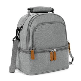 Linkidea Lunch Bag for Women & Men, Oxford Insulated Lunch Bag with 2 Layers, Reusable Lunch Tote Bag Fits Work, Daily Use, Compatible with Bentogo, LunchBots, EasyLunchboxes (Grey)