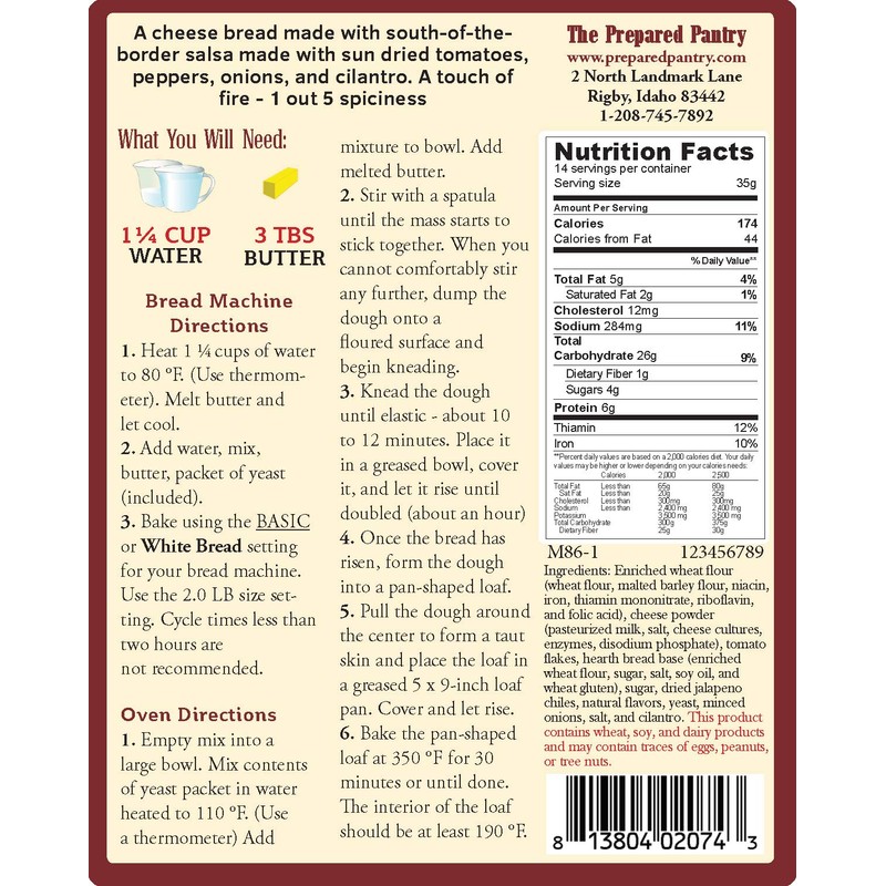 The Prepared Pantry Cheesy Salsa Bread Mix; Single Pack; For
