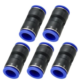 PATIKIL 5/8 Inches Push to Connect Fittings, 5Pcs Plastic Air Line Hose Fitting Quick Release Pneumatic Connectors Straight Union Two Way Coupler for Tube, Blue