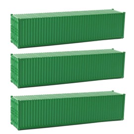 Evemodel 3pcs HO Scale 40ft 1:87 Green Shipping Container Undecorated Cargo Box Ribbed Side