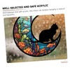 Levemolo Acrylic Cat Hanging Ornament Decorative Moon Shaped Window Decor