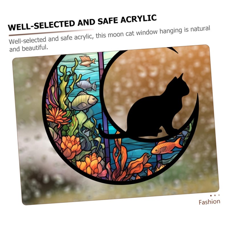Levemolo Acrylic Cat Hanging Ornament Decorative Moon Shaped Window Decor