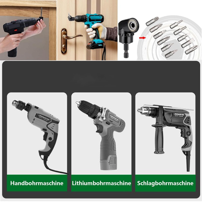 QZKJQDD Angle Screwdriver, 105° Angle Screwdriver Attachment, Angle Drill Attachment,