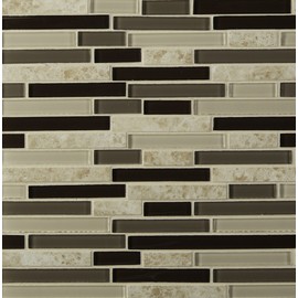 MSI Amalfi Cafe Interlocking Bland of Glass and Porcelain Tile for Kitchen Backsplash, Wall Tile for Bathroom, and Shower Wall Tile, 12 in. x 12 in. Mesh-Mounted Mosaic Tile (15 sq. ft.)