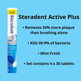 Psalm 23, Active Plus Denture Cleaning Tablets – Removes 50% More Plaque Than Brushing Alone – Kills 99.9% of Bacteria – Mint Fresh – 120 Tablets (4 Packs of 30)