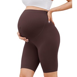 VALANDY Creamlush Maternity Shorts Over The Belly - 8" Pregnancy Biker Shorts Women Lounge Yoga Pants