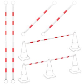Kanayu 4 Pcs 4-6.9 ft Retractable Cone Bar Extendable Traffic Safety Cone Bar with Reflective Film Barricade for Parking, Road Construction,cone Not Include (Red, White)