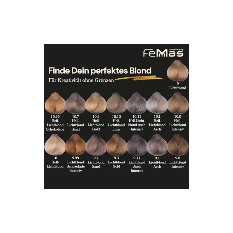 FemMas Haarfarbe 3x Hell Lichtblond Schokolade 10.99 I Professionelle Creme