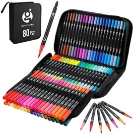 80 Plumones Doble Punta Pincel y Fina Marcadores Colores Vibrantes con Estuche Gaero Shop no Toxico para Niños Ideal para Artistas, Estudiantes y Amantes del Arte