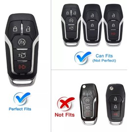 Mazpigu Key Fob Cover for Ford/Lincoln with Keychain - Soft TPU 360° Full Protection for Ford F150/Mustang/Fusion/Edge/Explorer & Lincoln MKZ/MKC/MKX 2013-2017 & 5-Button Keyless Entry Remote Case