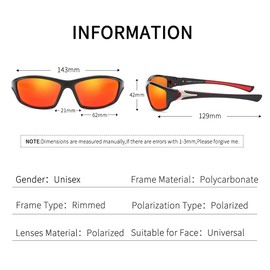HGDGears Polarised Sports Sunglasses for Men Outdoor Cycling Driving Golf Running Fishing Tr90 Superlight Frame Eyewear Sun Glasses (UV400), orange