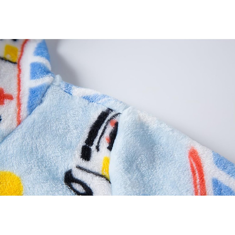NautySaurs Boys Soft Warm Hooded Flannel Fleece Bathrobe for Kids,