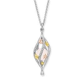Engelsrufer Women's Necklace Made of Sterling Silver and Universe Pendant with Sun Moon and Stars Symbols - Filled with a Rose Quartz Ball - Lobster Clasp, Sterling Silver, No Gemstone