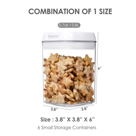 Vtopmart 6 PCS Airtight Food Storage Containers, BPA Free Plastic Snack Containers with Easy Lock Lids, for Kitchen Pantry Organization and Storage, Include 24 Labels, 0.8L