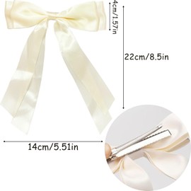 4Pcs Hair Bows, French Bowknot Barrettes with Long Tails Large Hair Bows Double Hairbows Aesthetic Bridal Accessories for Women Girls