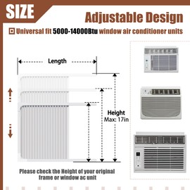 BJADE'S Window Air Conditioner Side Panels with Adjustable Frame Size Suitable for Different Window AC Unit 5,000-14,000Btu, Side Panel Seal Kit,Room AC Accordion Filler Curtain Replacement Kit