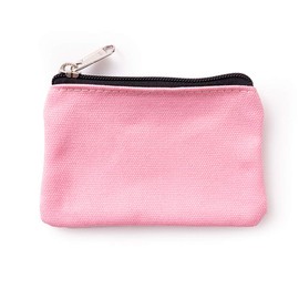 Hibate Small Canvas Coin Purse Holder Wallet Zip Pouch Money Purses Bag for Women Men Kids (Pink)