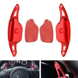 iJDMTOY Red CNC Billet Aluminum Steering Wheel Larger Paddle Shifter Extension Covers Compatible With 2019-2020 Kia Optima K5 LCI models