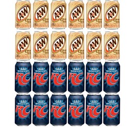 LUV-BOX Variety Soda pack , pack of 24 , 12 fl oz , A&W CREAM SODA - CAFFEINE FREE , RC COLA