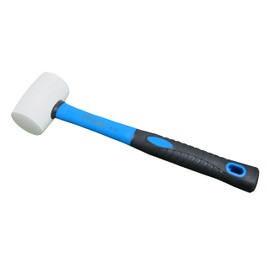 8-Ounces White Solid Rubber Mallet, Fiberglass Handle with Soft Rubber Grip, Total Weight 0.88LB, Non Marking Hammer (8oz)