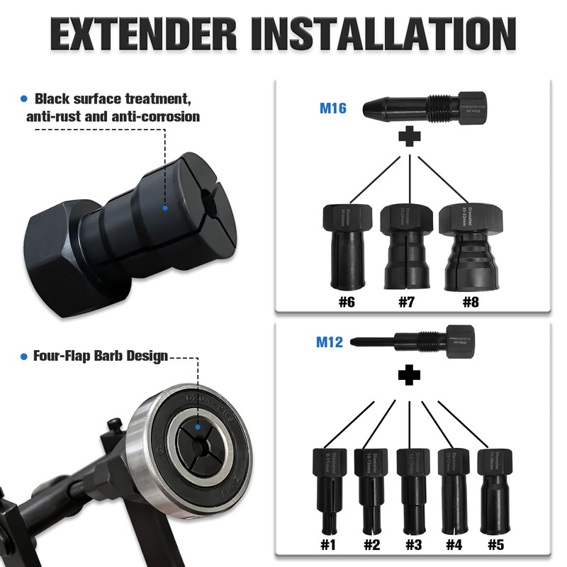 FITHOIST 12Pcs Motorcycle Blind Hole Bearing Puller Kit,Slide Hammer Puller
