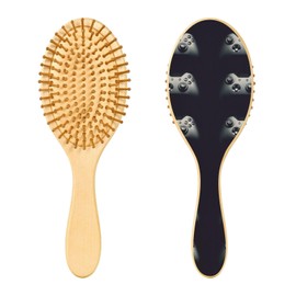 Paddle Brush Hair Brush, Round Wooden Pins Air cushion comb, Scalp massages Detangling Hair Hairbrush for Smoothing Hair Print Abstract Gamepad On Black Style