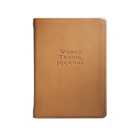 World Travel Journal, Genuine Calfskin Leather, 6", Brititsh Tan