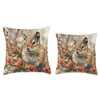 Floral Van Gogh Style Hibiscus Flower Chipmunk Throw Pillow