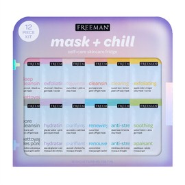 Freeman Limited Edition Mask & Chill Self Care Skincare Mask Holiday Kit, Face Masks To Exfoliate, Hydrate, Relieves Stress, and Refines Pores, Facial Mask Variety, 12 Piece Gift Set