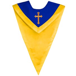 IvyRobes Unisex Reversible V Shape Choir Stole with Border Royal Blue/Gold