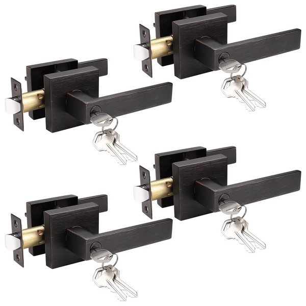 knobelite Hardware(4 Pack) Door Entry Lever Lockset, Keyed Alike Door