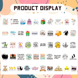 Eiapadeor Funny Sarcastic Humorous Stickers - 50 Pcs Funny Sarcastic Stickers for Adults Teens, Cool Scrapbook Humor Vinyl Waterproof Decals for Water Bottles Laptop Computer Phone Journaling
