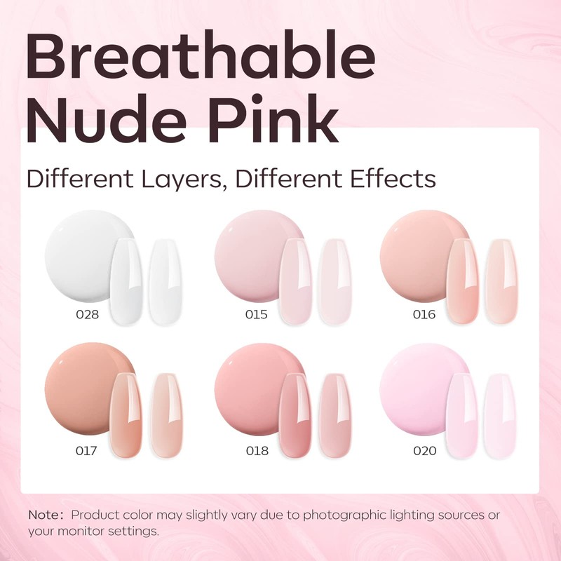 Modelones 8-in-1 Builder Nail Gel, 6 Colors Pink Builder Gel