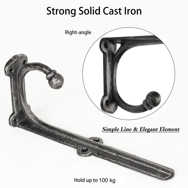 ChasBete Rustic Shelf Brackets 8 Inch Shelving Brackets, Black Shelf