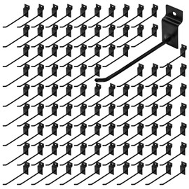 Yauhar 100Pcs Heavy Duty Slat Wall Display Hooks Bulk Set, Slatwall Accessories Pegboard Gridwall Display Hook Slat Wall Shelf Brackets for Retail Home (Black, 6 Inches/15 CM)
