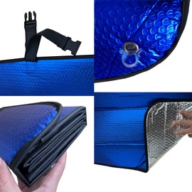 Windshield Sunshade-Thicken 5-Layer Bubble Block Heat and Sun UV Rays,Front Windshield Sun Shade,Sun Visor for Car- Keeps Your Vehicle Cool - 58 x 27.5 Inch (Dark Blue)