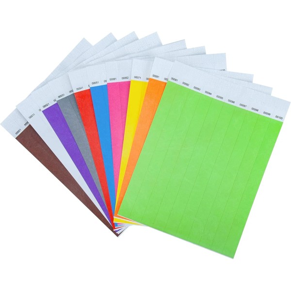DGBDPACK 100 DGBDPACK Wristbands, 1-100 Consecutive Numbers 0.75*10 inches, Assorted