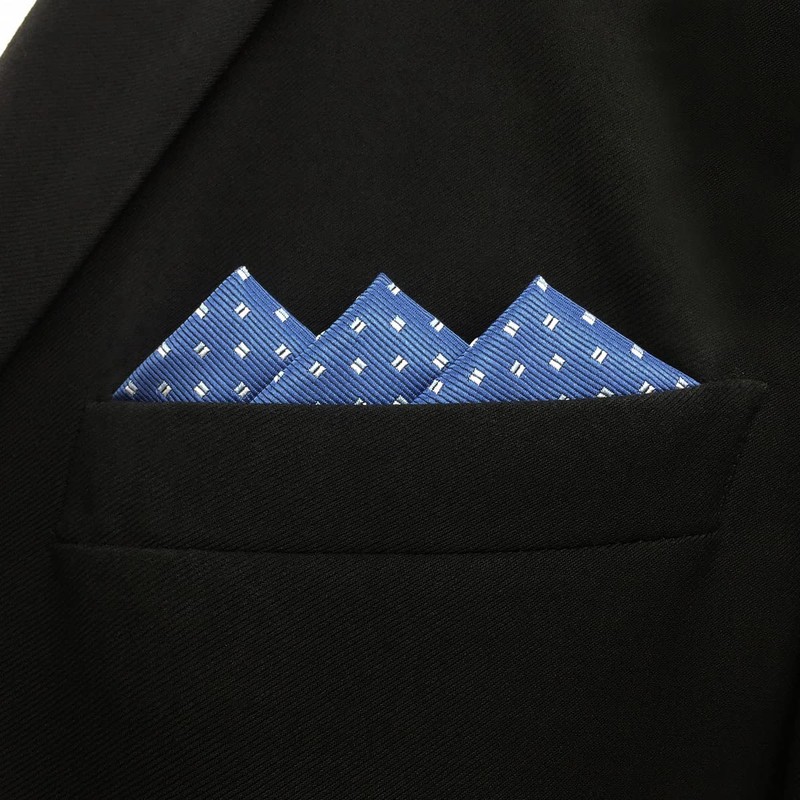 S&W SHLAX&WING Men's Handkerchiefs White Dots Blue for Suit Large