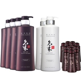 Daeng Gi Meo Ri- Ki Gold Premium 4 Shampoo+2 Treatment Set, Effectively Moisture to Dry and Rough Hair, No Artificial Color 16.9 Fl Oz/500ml + 2.3 FL OZ/70ml Samples(14pcs)