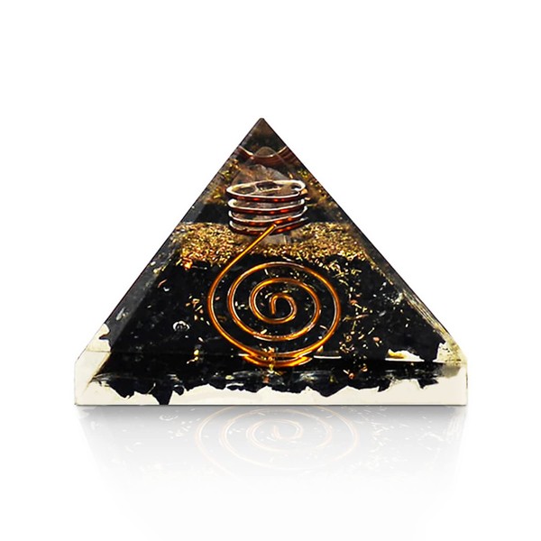 Ayana Crystals Piezo Electric Orgonite Pyramid with Bionized Black Tourmaline Crystals - Handcrafted, Positive Energy Generator, Chakra Healing
