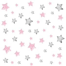 Condessacity 56 pcs Wall Stickers Pink Gray Star Stylish Boho Hand-painted Wall Stickers Removable Children's Room Wall Stickers Wall Decor Wall Stickers Girls Boys Children Children Bedroom Wallpaper