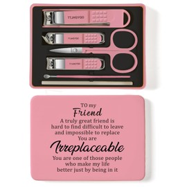 Friend Gifts for Women Nail Clipper Set, 6 Pcs Toenail Clippers, Stainless Steel Fingernail Clipper Sharpest Thick Toenail & Ingrown Nail Clipper Set (Friend Pink)