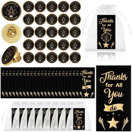 72Pcs Excellence in Service Star Lapel Pin Employee Appreciation Gifts Include Star Badge Lapel Pins Thank You Greeting Cards Organza Bags Appreciation Inspirational Gifts Women Men Teacher Worker