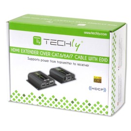 Techly 100709 Amplifier Extender HDMI Full HD 3D Poe on Cable Cat.6/6A/7 40 m with EDID and IR Black