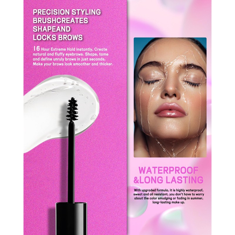 Eyebrow Gel Set, 2 Pieces, Transparent & Tinted Eyebrow Gel,