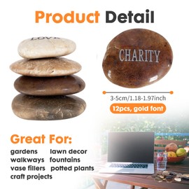 12pcs DIY Rocks for Engraved Inspirational Polished River Stones Unique and Thoughtful Gift Ideas for Friends and Family Gifts Arts and Crafts (12 Different Words) (Colorful)