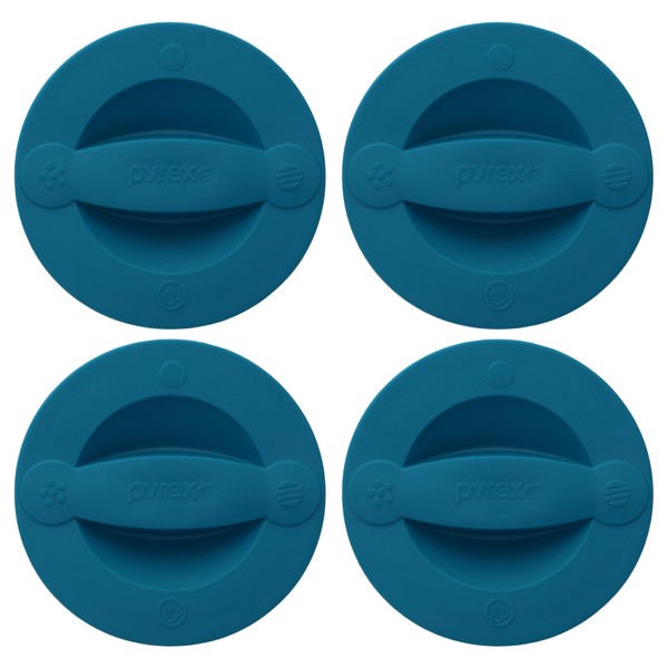 Pyrex 516-RRD-PC 2-Cup Adriatic Blue Measuring Cup Lid - 4-Pack