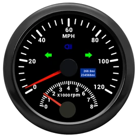 ARTILAURA GPS Speedometer 0-120MPH with Tachometer 8000 RPM Gauge 85mm 3-3/8" Boat GPS Speedometer Gauge with Antenna for Car Marine (Black)